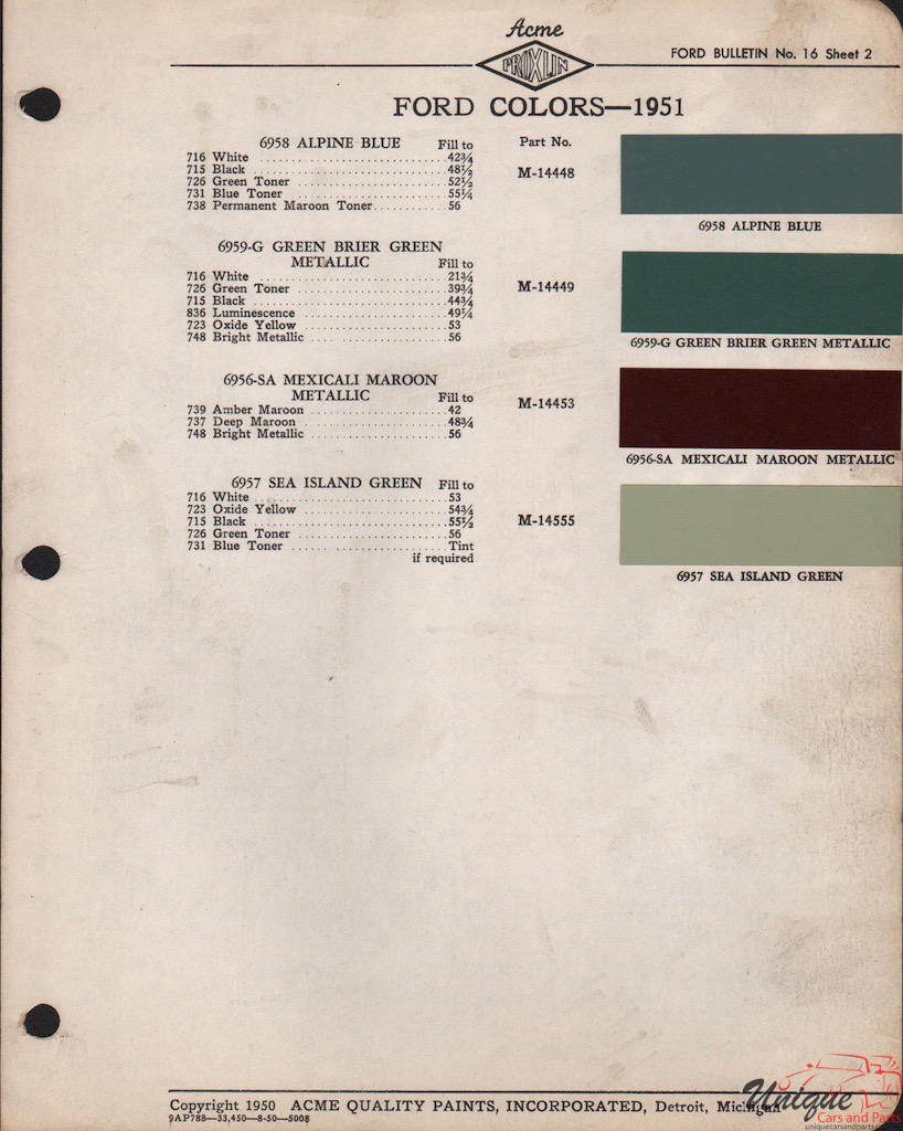 1951 Ford Paint Charts Acme 2